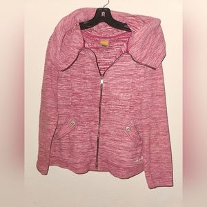 MERRELL fleece hoodie zip up jacket pockets dark pink fuchsia size M